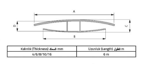 8 MM PLASTİK POLİKARBON H BAĞLANTI ÇITASI 1 METRE