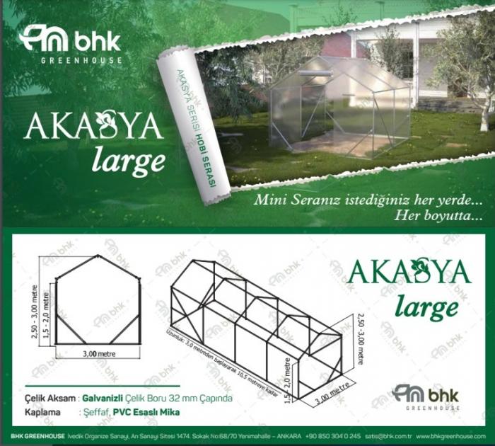 BHK AKASYA LARGE HOBİ BAHÇE SERASI 4.50*3.00*1.5 - 13.50 M2